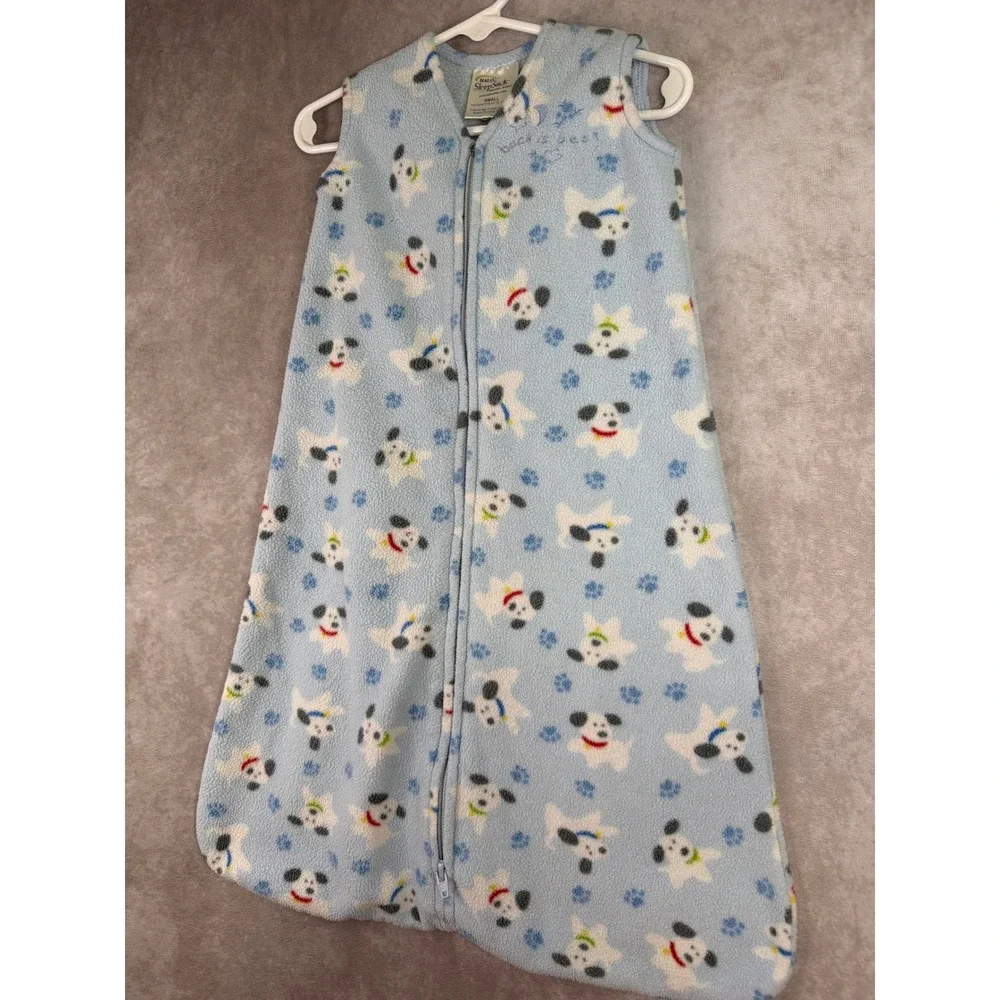 HALO SleepSack Wearable Blanket Baby Small Blue Puppy Dog Fleece Fleece Zip Up